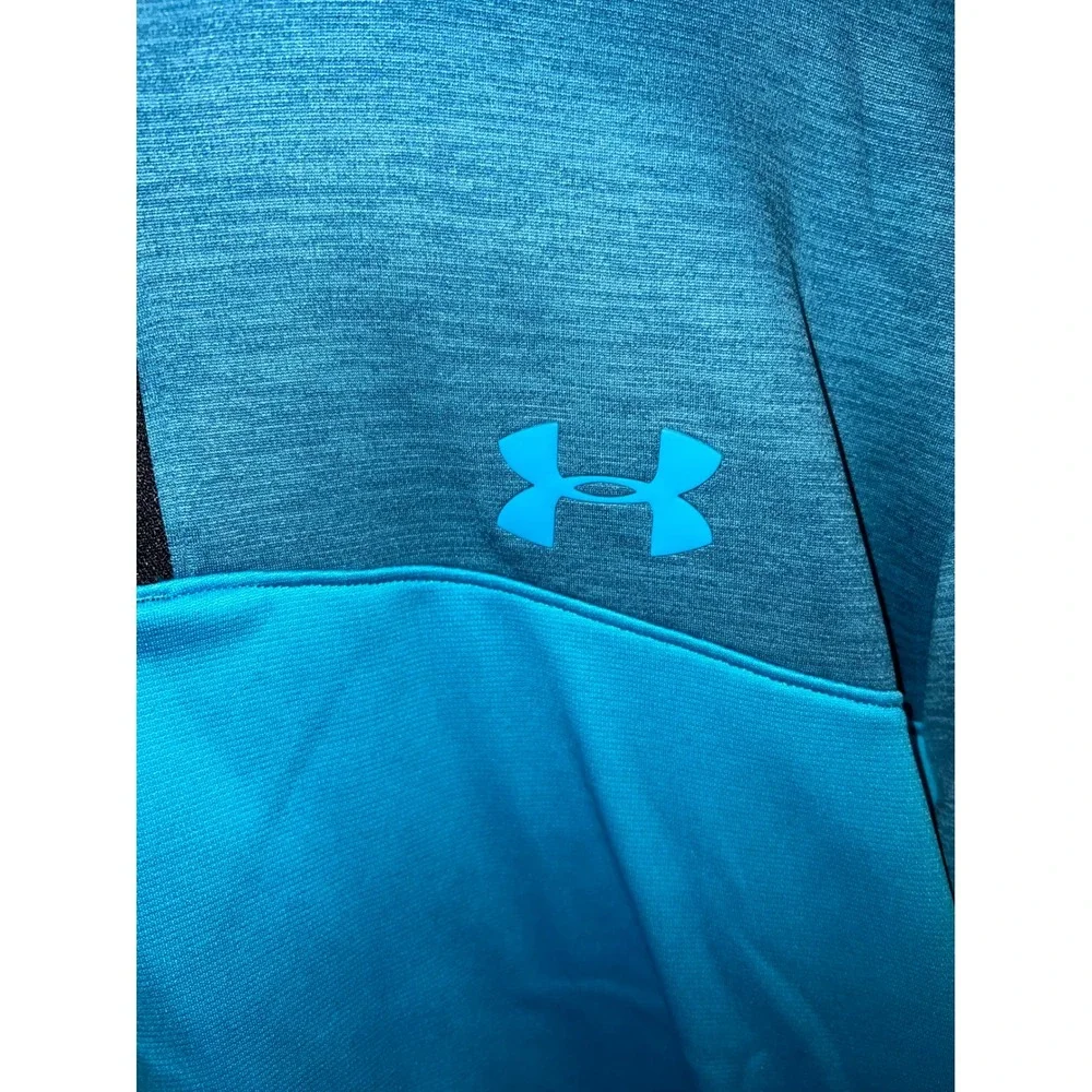 Under Armour Mens ColdGear 1/4 Zip Pullover Blue Space Dye Loose Fit Large LG